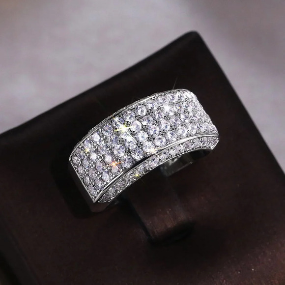 💛 925 Silver Plated Beautiful CZ Luxury Ring for Women Men, MLNN1176 - Picture 4 of 7